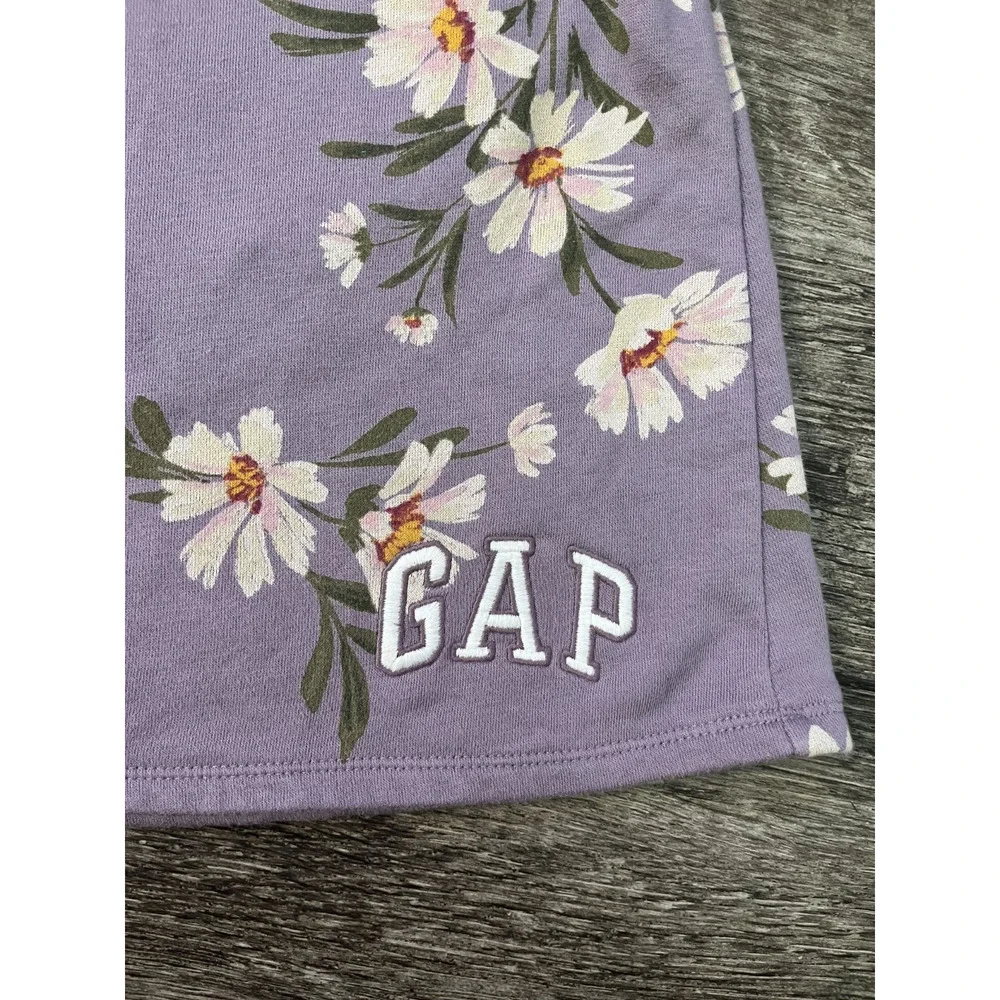 GAP Kids Girls Size XXL (12-16) Purple Floral Skort Drawstrings Embroidered Logo